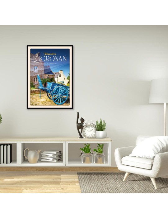 Locronan - Place des Charettes - Poster affiche – image encadrée