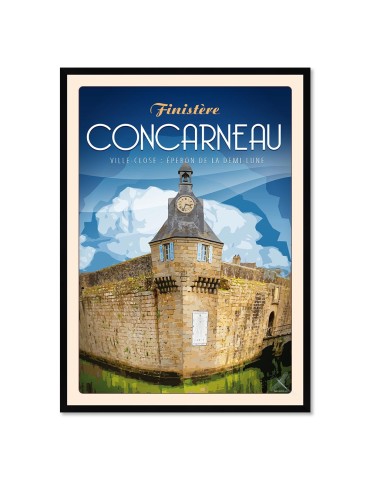Concarneau - Ville close, Éperon de la Demi Lune - Poster affiche – image encadrée