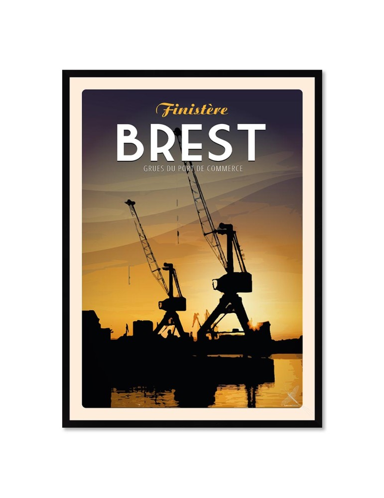 Brest - Grues du port de commerce - Poster affiche – image encadrée
