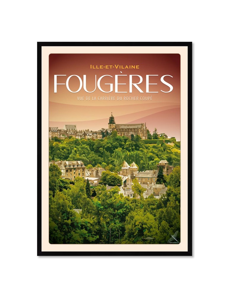 Fougères - Vue de la carrière du Rocher coupé - Poster affiche – image encadrée