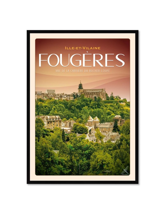Fougères - Vue de la carrière du Rocher coupé - Poster affiche – image encadrée