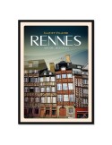 Rennes - Maisons Médiévales - Poster affiche – image encadrée