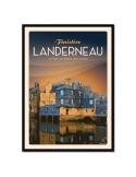 Landerneau - Le Pont de Rohan Nuit - Poster affiche – image encadrée