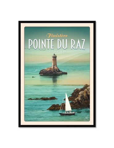 Pointe du Raz "Voilier" - Poster affiche – image encadrée