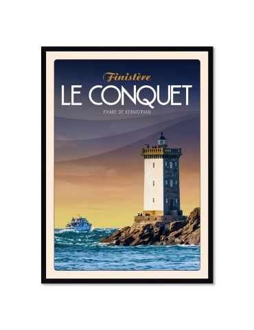 Le Conquet - Phare de Kermorvan "Bateau" - Poster affiche – image encadrée