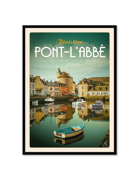 Pont-L'Abbé - Quai Saint Laurent - Port de Plaisance - Poster affiche – image encadrée
