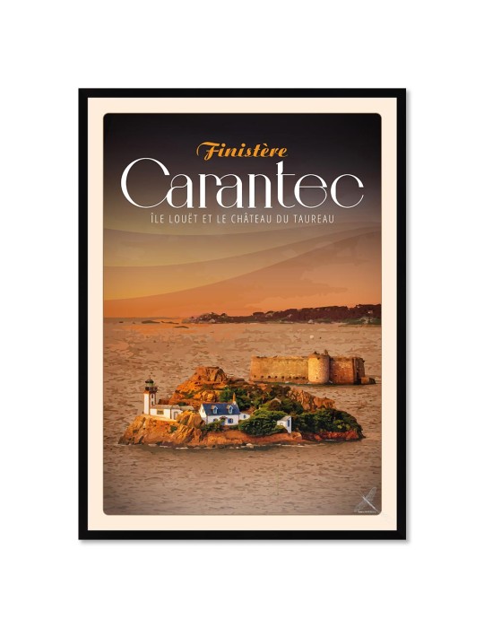 Carantec - L'Île Louët "Château du Taureau" - Poster affiche – image encadrée