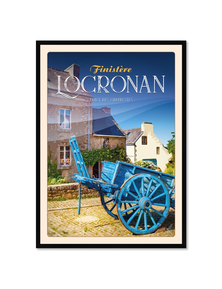 Locronan - Place des Charettes - Poster affiche – image encadrée