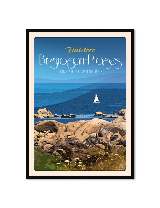 Brignogan-Plages Promenade des Chardons Bleus – Poster affiche – image encadrée