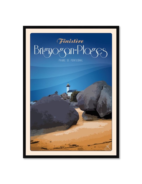 Brignogan-Plages Phare de Pontusval "Granit" – Poster affiche – image encadrée