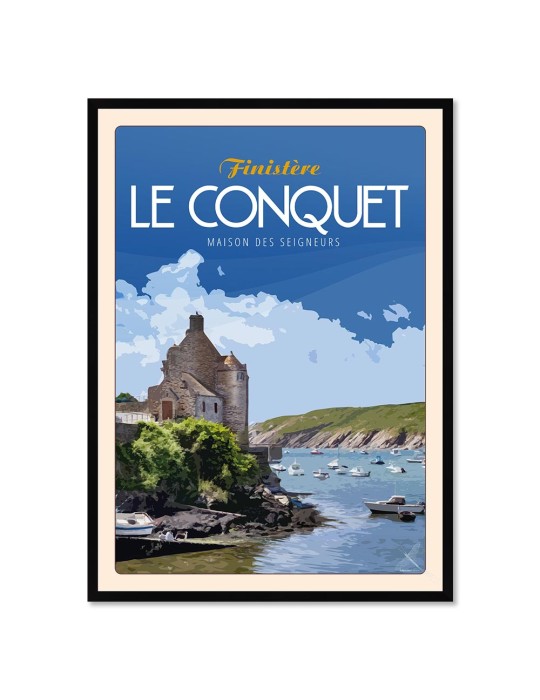 Le Conquet La Maison des Seigneurs "Mer" – Poster affiche – image encadrée