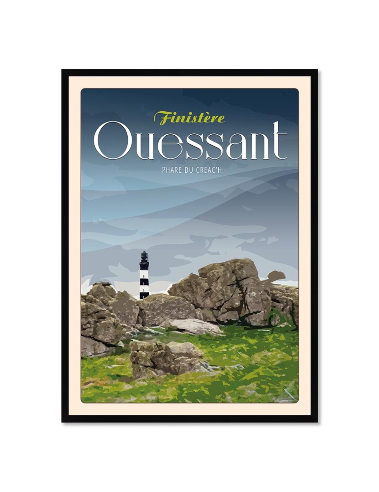 Ouessant Phare du Créac'h - Poster affiche – image encadrée