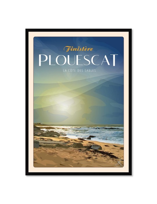 Plouescat La Côte des sables "Plage" - Poster affiche – image encadrée