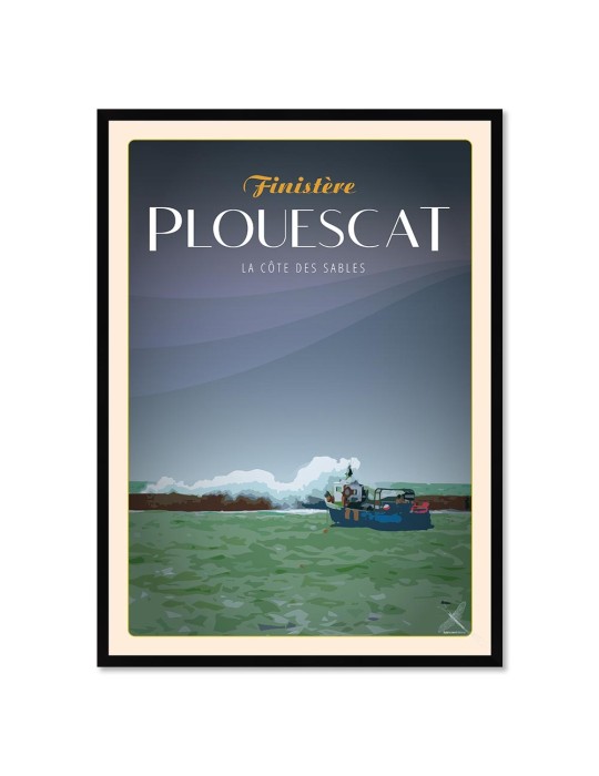 Plouescat La Côte des sables - Poster affiche – image encadrée