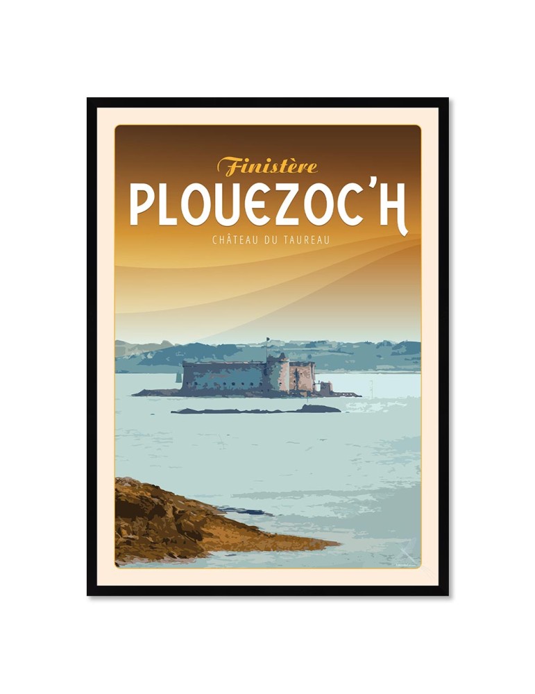 Plouezoc'h Le Château du Taureau - Poster affiche – image encadrée