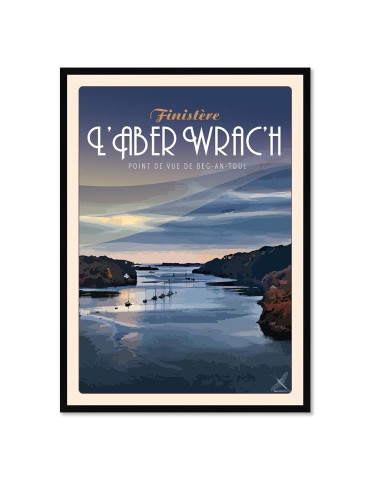 L'Aber Wrac'h - Point de vue de Beg-An-Toul "Nuit" - Poster affiche – image encadrée