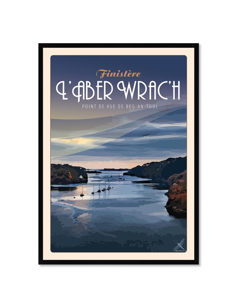 L'Aber Wrac'h - Point de vue de Beg-An-Toul "Nuit" - Poster affiche – image encadrée
