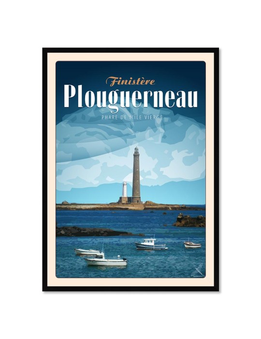Plouguerneau - Phare de l'Île Vierge "Bateau" - Poster affiche – image encadrée