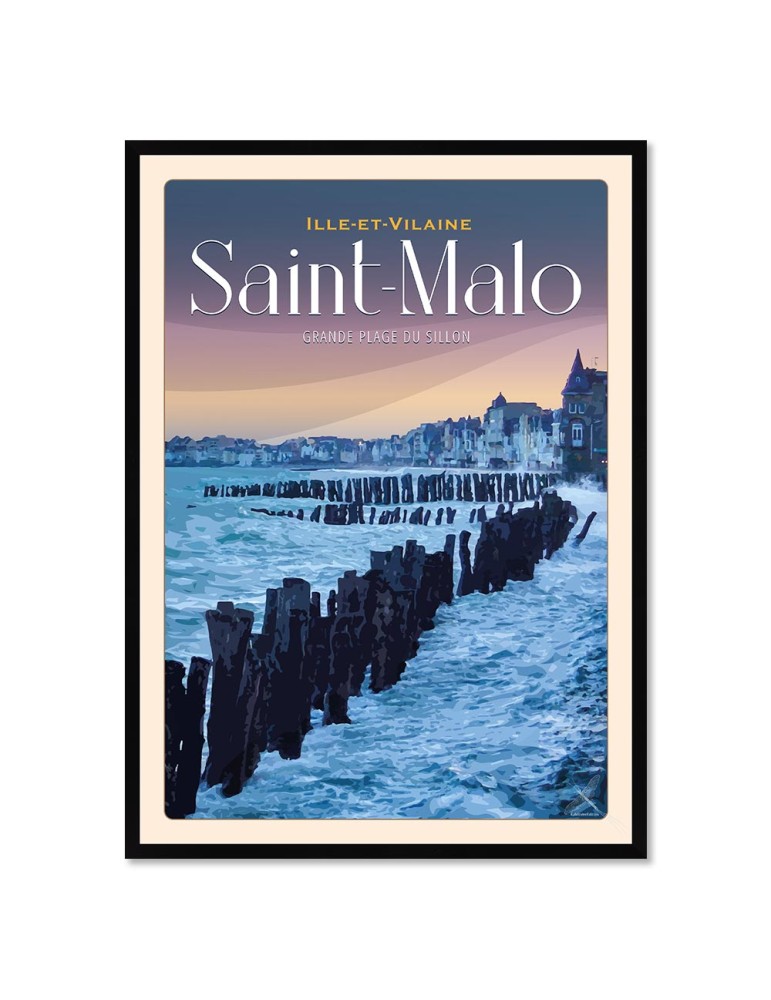 Saint-Malo - Plage du Silllon - Poster affiche – image encadrée