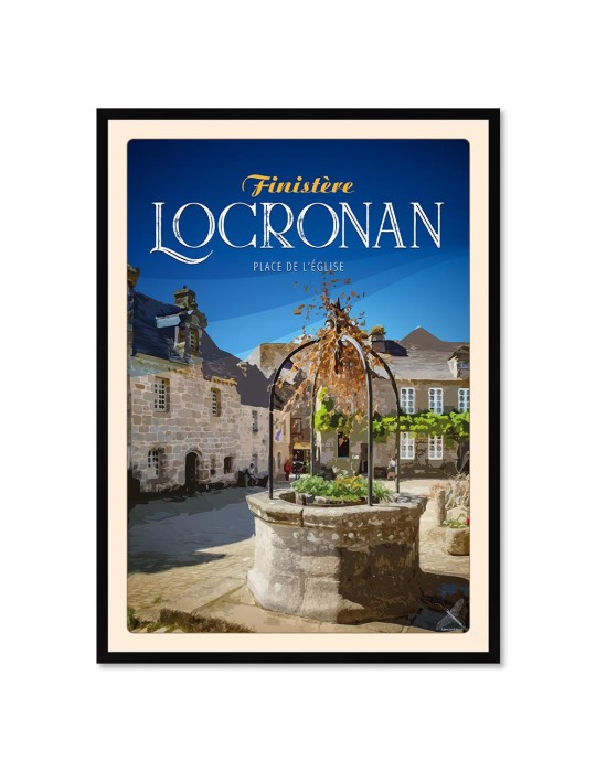 Locronan - Place de L'Église - Poster affiche – image encadrée
