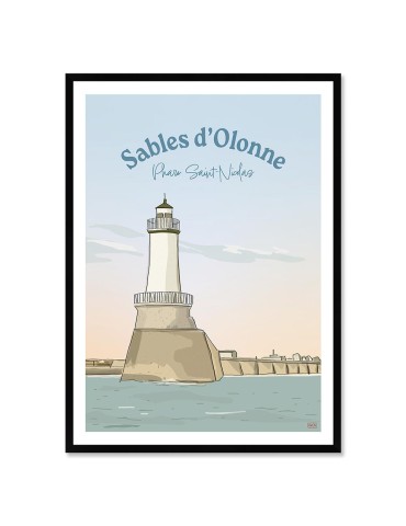 Sables d'Olonne - Phare Saint Nicolas – Poster affiche – image encadrée