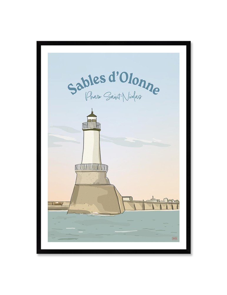 Sables d'Olonne - Phare Saint Nicolas – Poster affiche – image encadrée