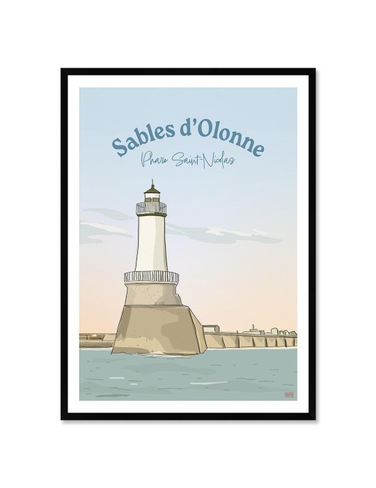 Sables d'Olonne - Phare Saint Nicolas – Poster affiche – image encadrée