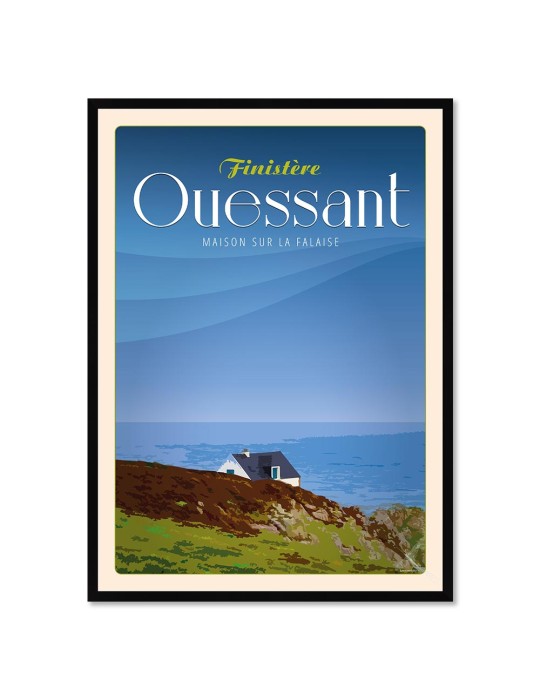 Ouessant Maison sur la Falaise - Poster affiche – image encadrée