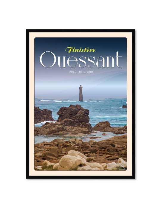 Ouessant Phare du Nividic - Poster affiche – image encadrée