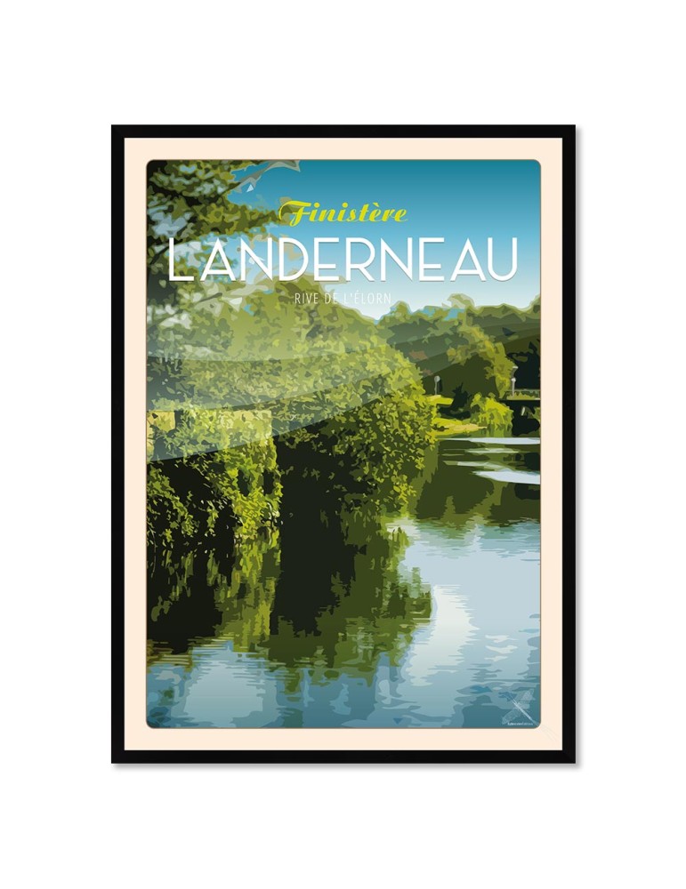 Landerneau - Rive de L'Elorn - Poster affiche – image encadrée