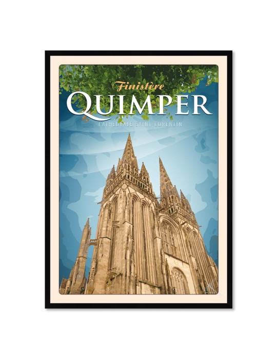 Quimper - Cathédrale Saint Corentin - Poster affiche – image encadrée