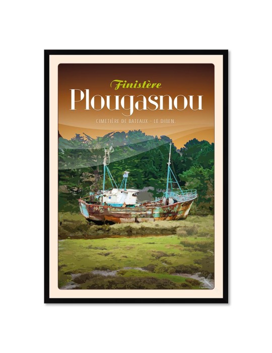 Plougasnou - Cimetière de Bateaux - Poster affiche – image encadrée