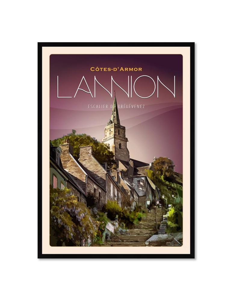 Lannion - Escalier de Brélévenez - Poster affiche – image encadrée