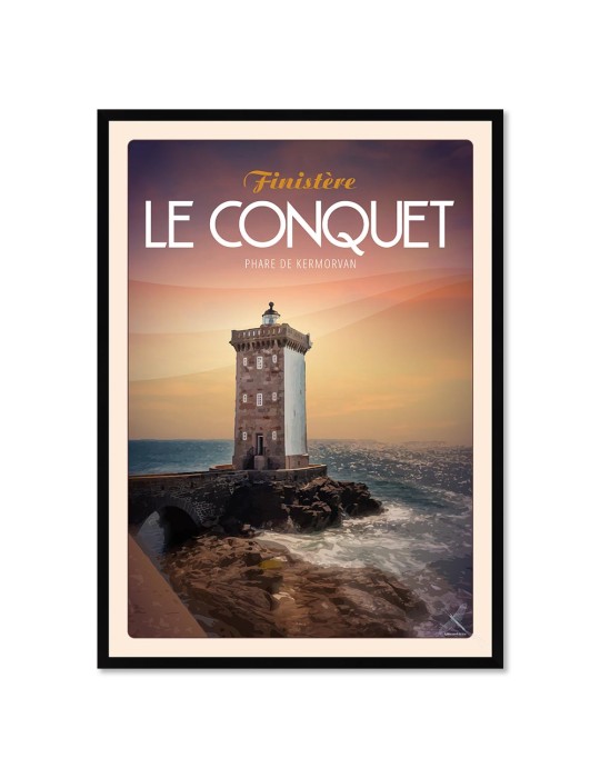 Le Conquet - Phare de Kermorvan "en soirée" - Poster affiche – image encadrée
