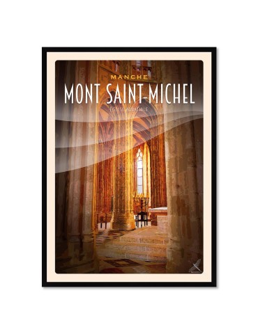 Mont-Saint-Michel - Colonnes Eglise Abbatiale - Poster affiche – image encadrée