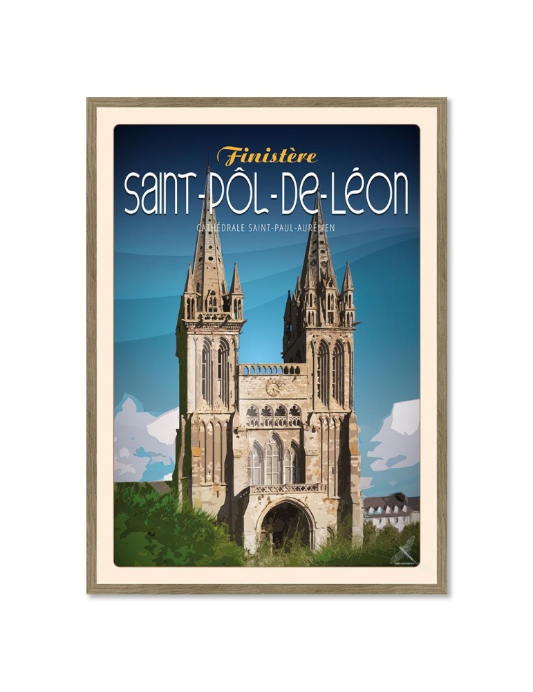 Saint-Pôl-De-Léon - Cathédrale Saint Paul Aurélien - Poster affiche – image encadrée
