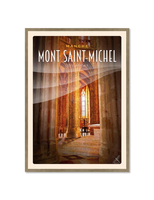 Mont-Saint-Michel - Colonnes Eglise Abbatiale - Poster affiche – image encadrée