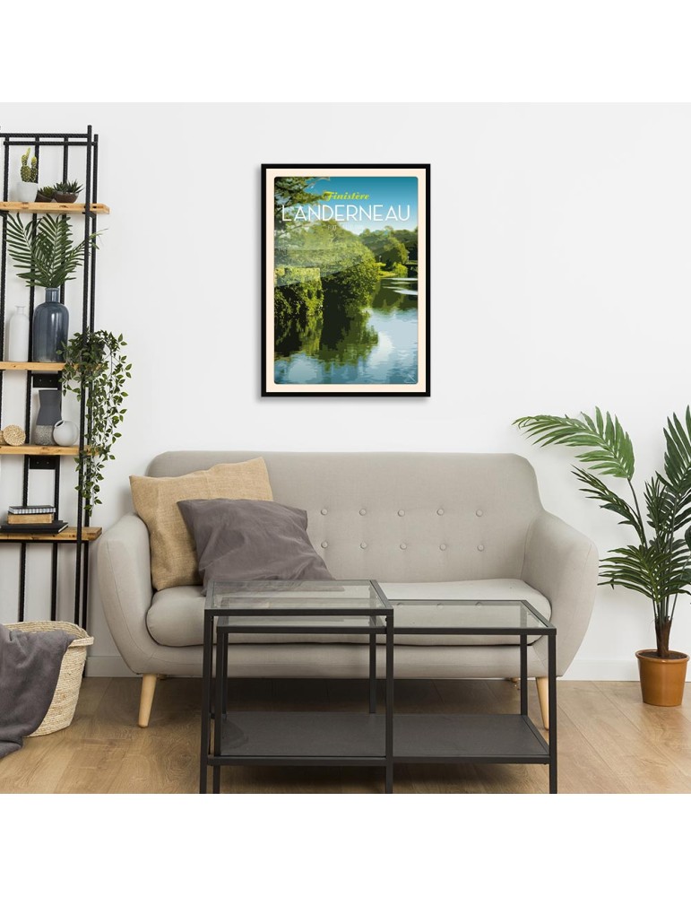 Landerneau - Rive de L'Elorn - Poster affiche – image encadrée