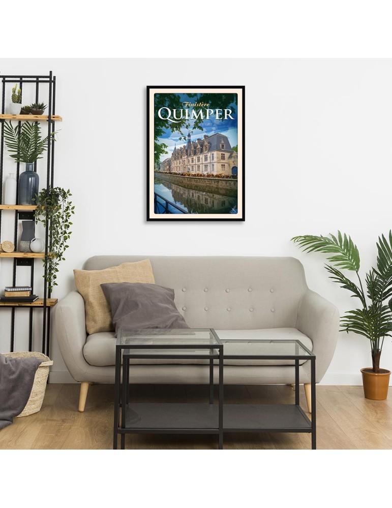 Quimper - Quai de l'Odet Préfecture - Poster affiche – image encadrée