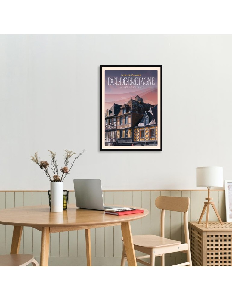 Dol-de-Bretagne - La grande rue des Stuarts - Poster affiche – image encadrée