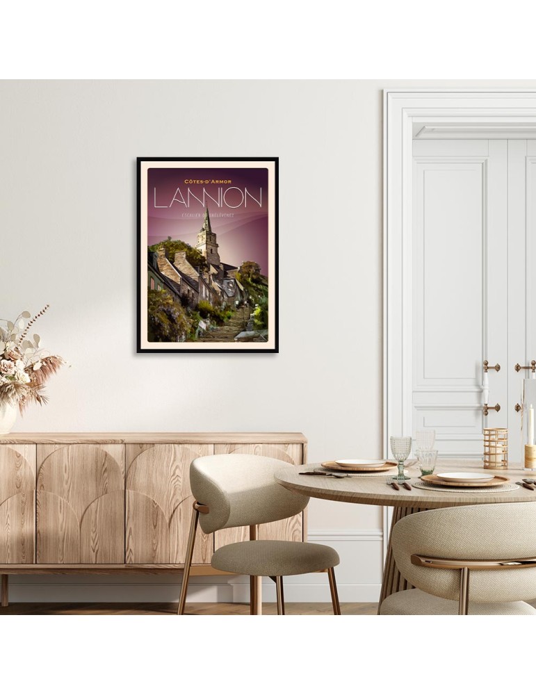 Lannion - Escalier de Brélévenez - Poster affiche – image encadrée