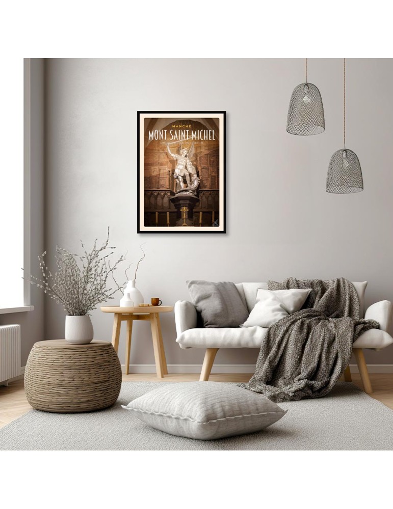 Mont-Saint-Michel - Saint Michel Terrassant Le Dragon - Poster affiche – image encadrée