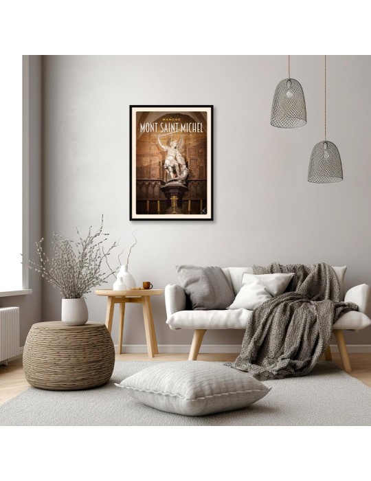 Mont-Saint-Michel - Saint Michel Terrassant Le Dragon - Poster affiche – image encadrée