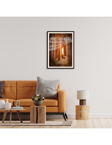 Mont-Saint-Michel - Colonnes Eglise Abbatiale - Poster affiche – image encadrée 2