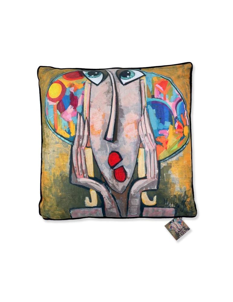 La fille au chapeau fleuri - Martine Gonnin - Coussin