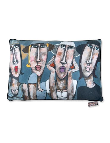 Les Filles aux chapeaux Bleus - Martine Gonnin - Coussin