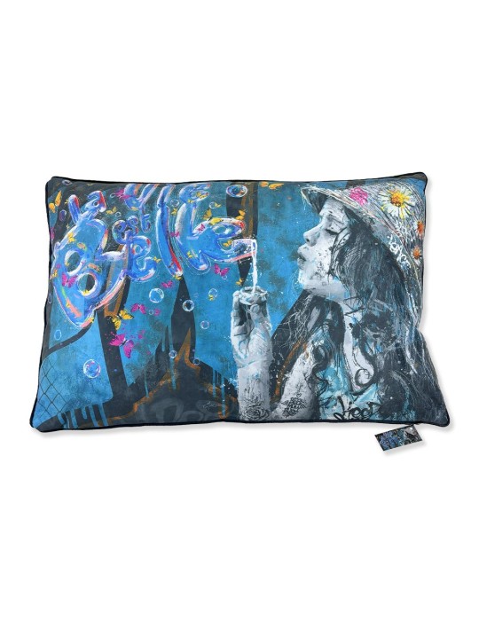 La petite fille et les bulles - Romaric - Coussin