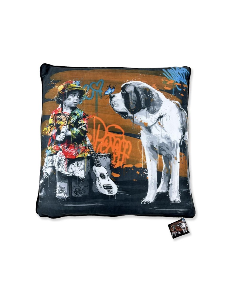 La Petite fille, le Chien & le Papillon - Romaric - Coussin
