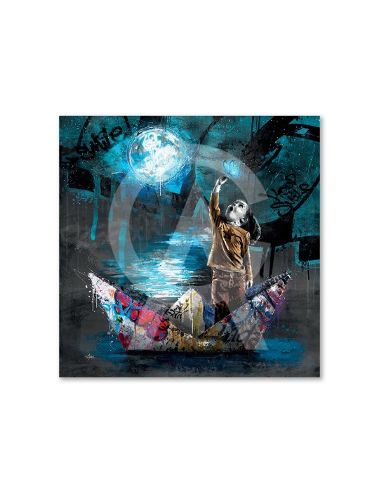 Fille, bateau, papier