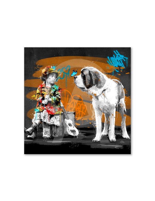 La petite fille, le chien et le papillon